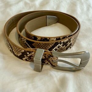Snake Print Belt with Silver Hardware